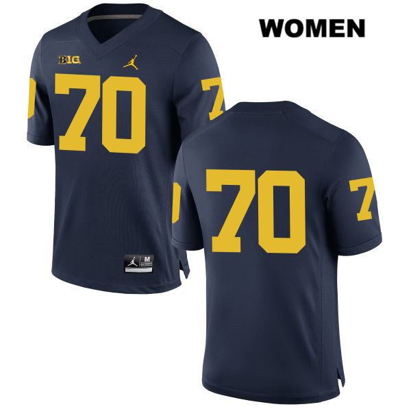 Women's NCAA Michigan Wolverines Nolan Ulizio #70 No Name Navy Jordan Brand Authentic Stitched Football College Jersey NK25S78MR